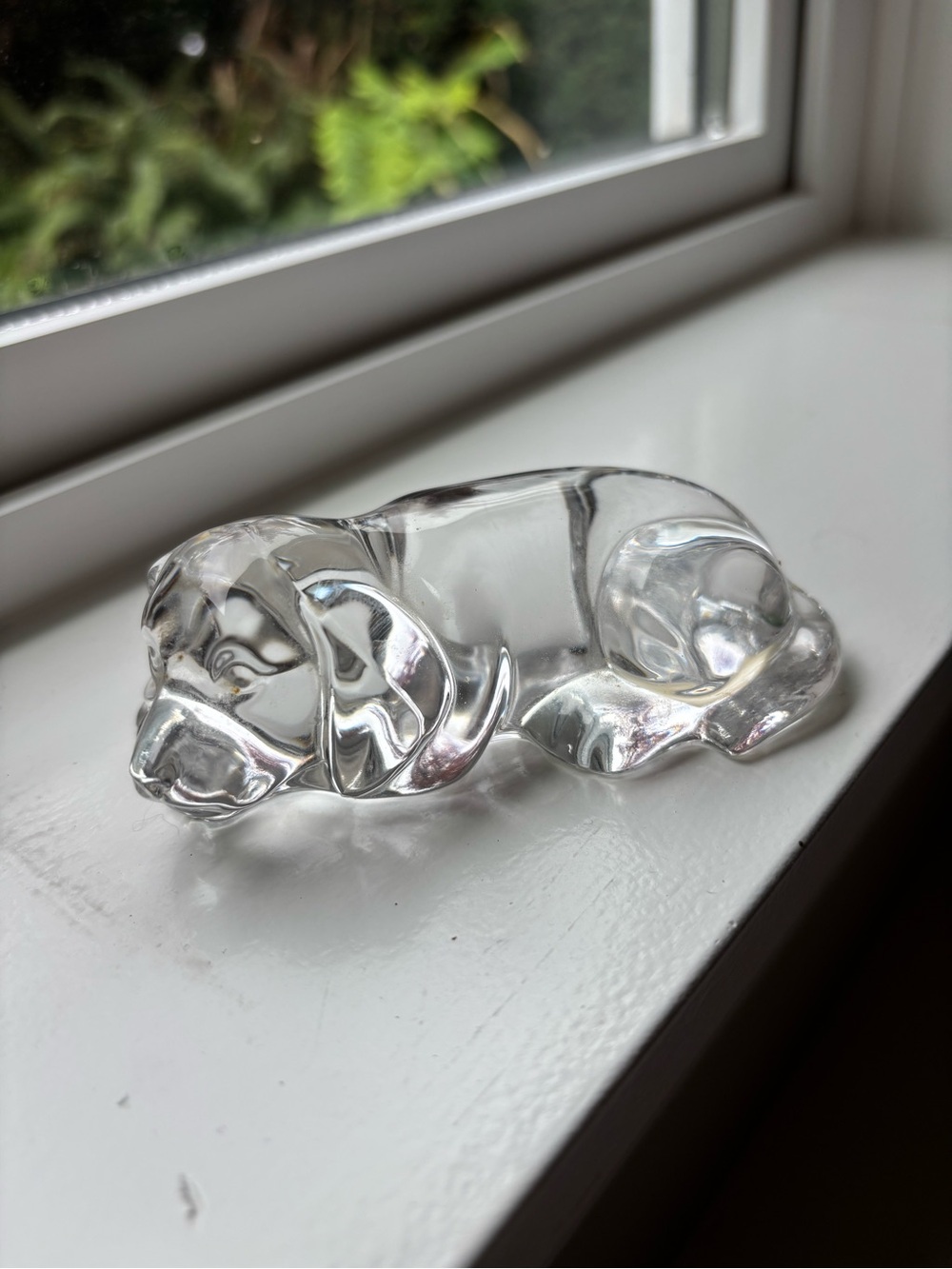 Princess House Clear Glass Sleeping Dog Figurine